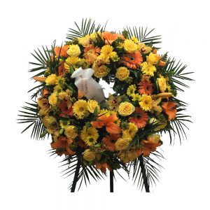 Coroa de Funeral laranja e amarelo